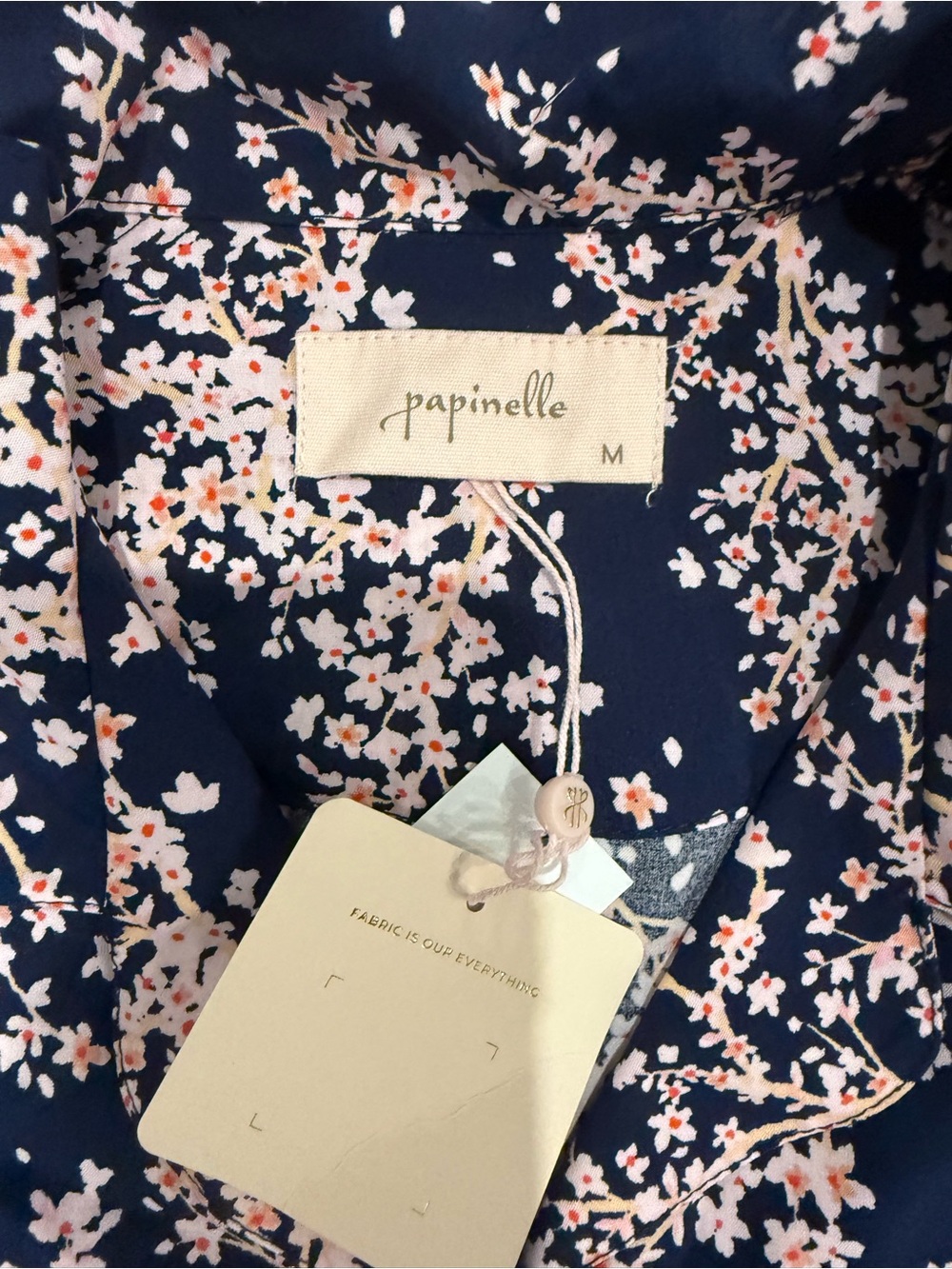 Papinelle Navy Cherry Blossom Long Sleeve Long Pants Pajamas - Picture 2 of 9